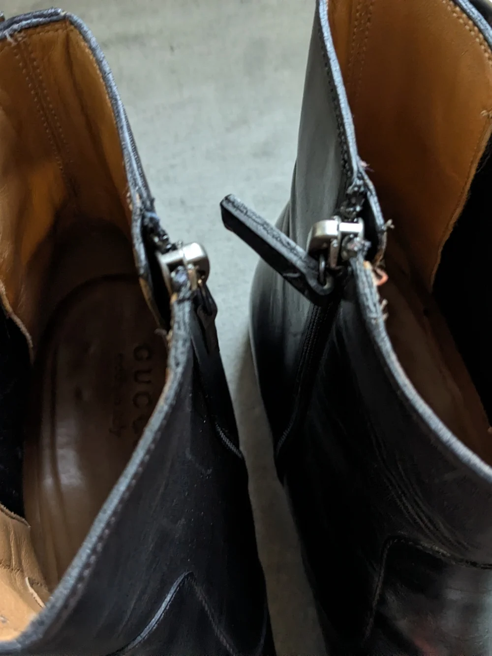 Gucci Black Leather Chelsea Boots for Men Size Zip US 11